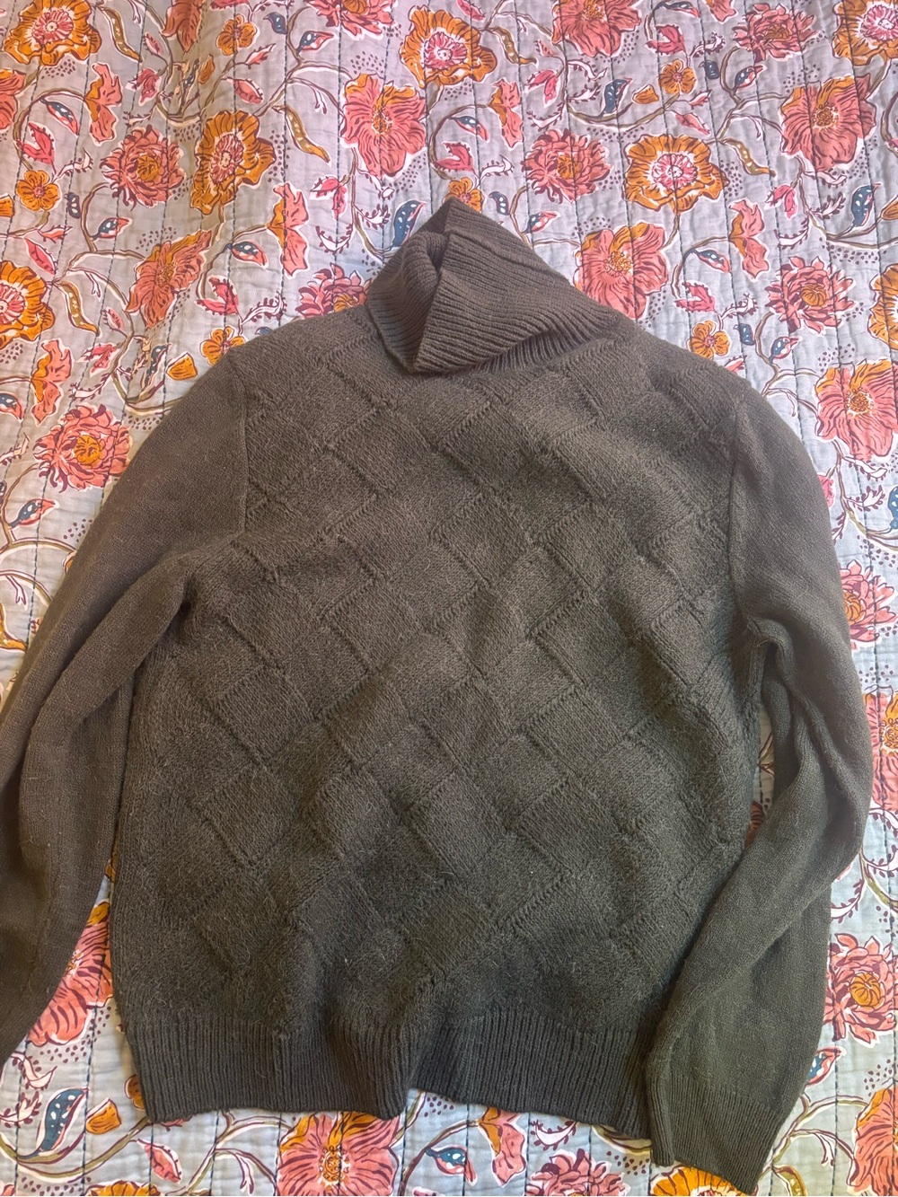 Hugo Boss Olive Diamond-Knit Turtleneck Sweater